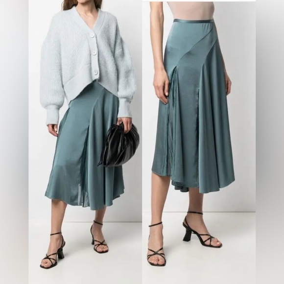 Vince Dresses & Skirts - Vince Pleat-Detail Midi Skirt Drape Asymmetric Hem , size 0/XS